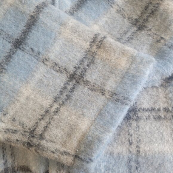 Jade & Ivory Blue and Gray Plaid Wool Blend Shacket with Pockets - XL - Picture 5 of 10